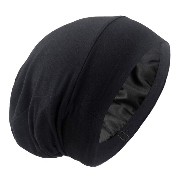 Silky Satin Lined Bonnet Sleep Cap Adjustable Stay On All Night Hair Wrap Cover main image 5